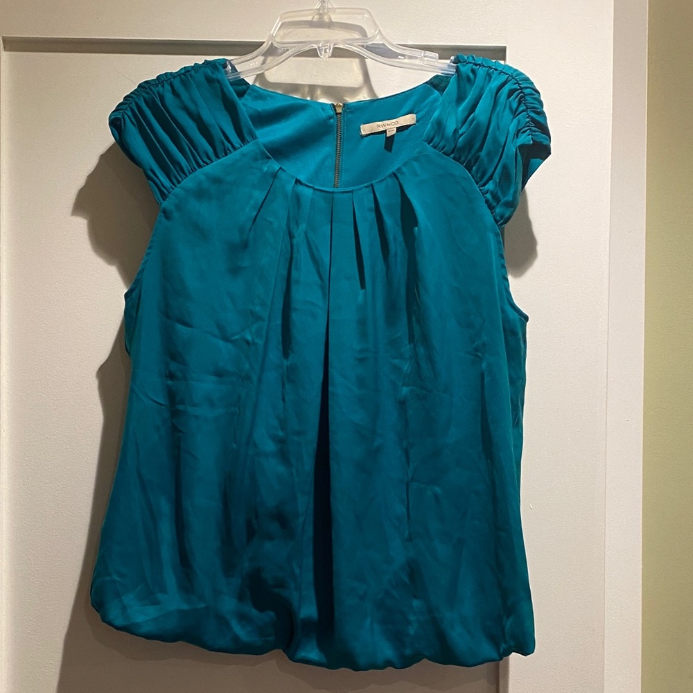 RW&CO. Teal Pleated Blouse